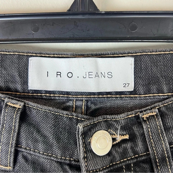 Iro High Rise Straight Leg Raw Hem Washed Black Jeans Size 27 - Picture 4 of 5